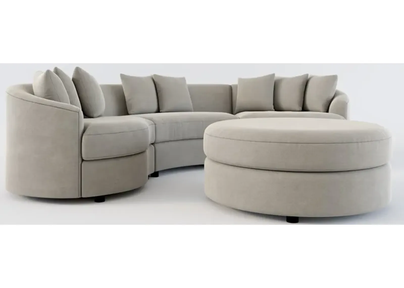 Allegra Foam Comfort 3-Piece Sectional and Ottoman - Abington Fog