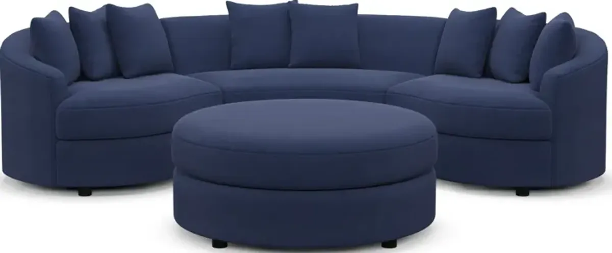 Allegra Foam Comfort 3-Piece Sectional and Ottoman - Abington Indigo