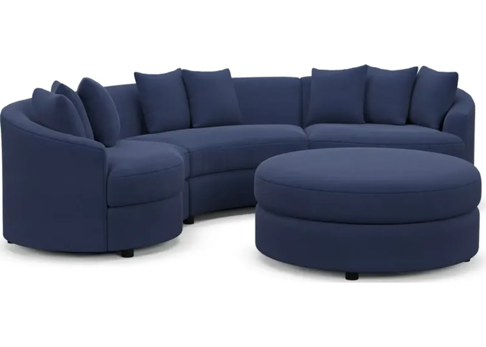 Allegra Foam Comfort 3-Piece Sectional and Ottoman - Abington Indigo