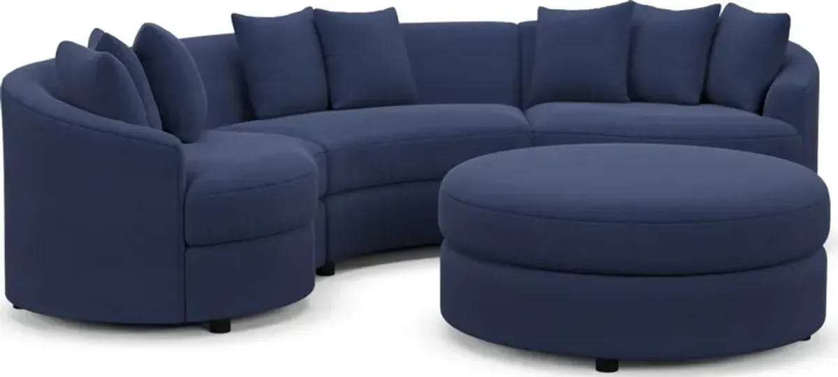 Allegra Foam Comfort 3-Piece Sectional and Ottoman - Abington Indigo