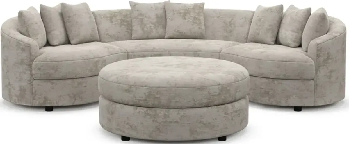 Allegra Foam Comfort 3-Piece Sectional and Ottoman - Hearth Cement