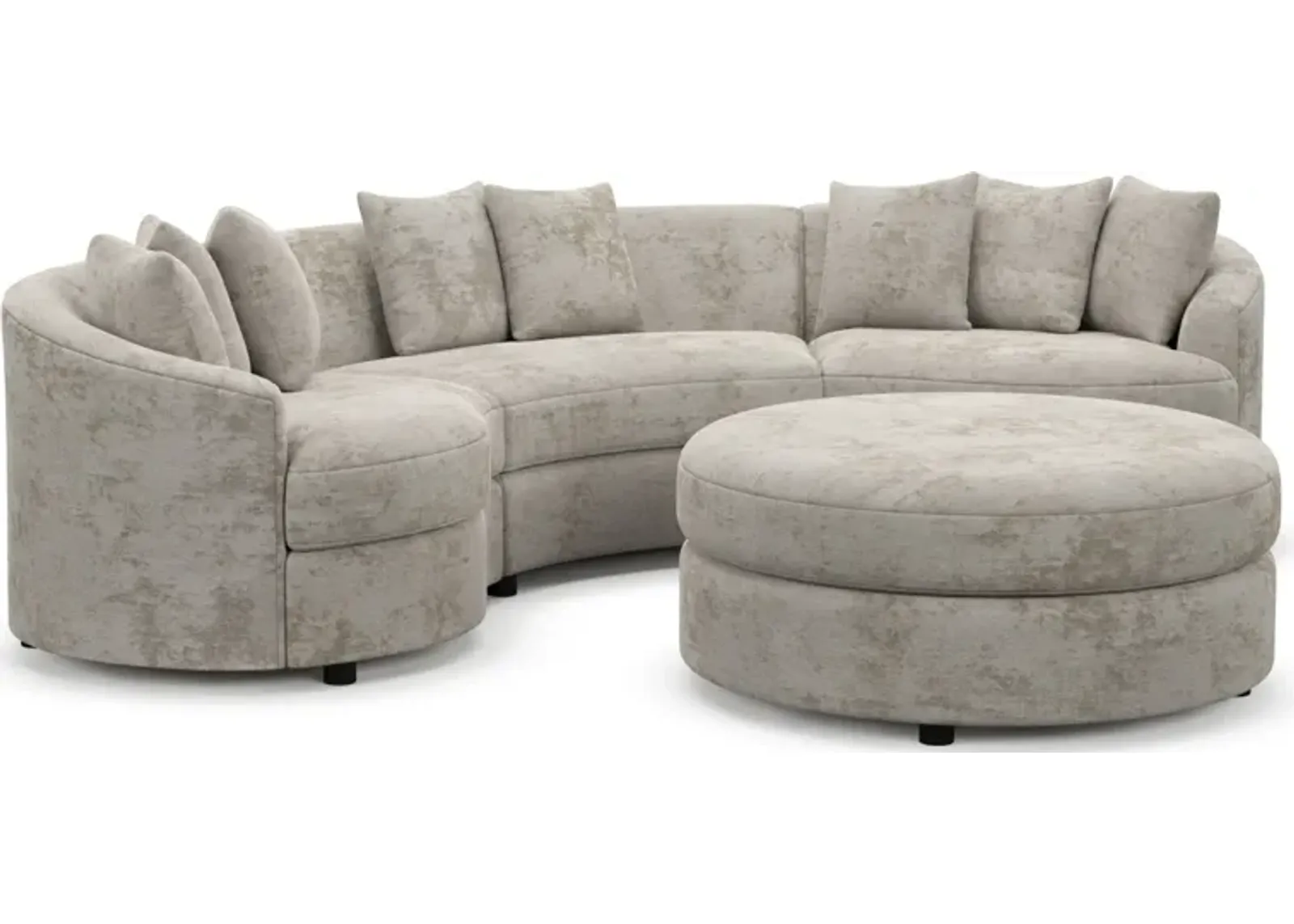 Allegra Foam Comfort 3-Piece Sectional and Ottoman - Hearth Cement