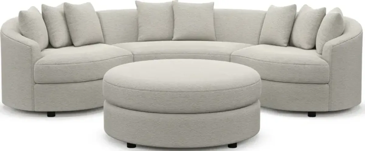 Allegra Foam Comfort 3-Piece Sectional and Ottoman - Everton Grey