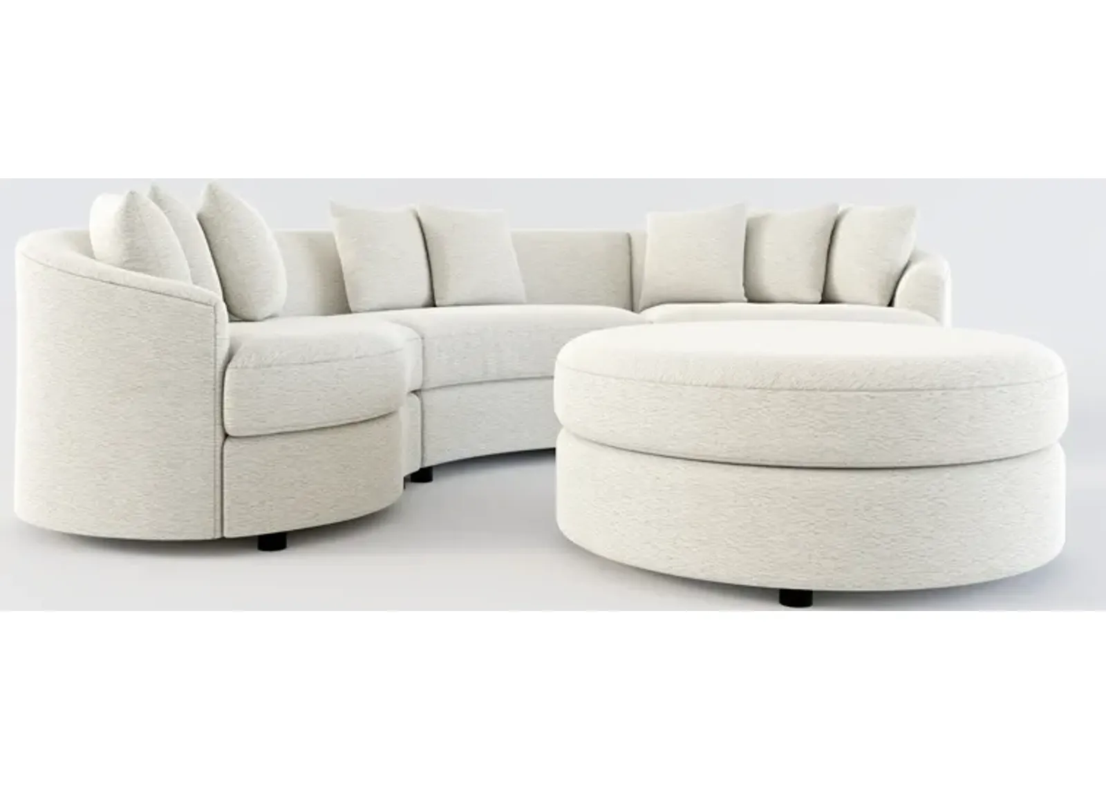 Allegra Foam Comfort 3-Piece Sectional and Ottoman - Everton Grey