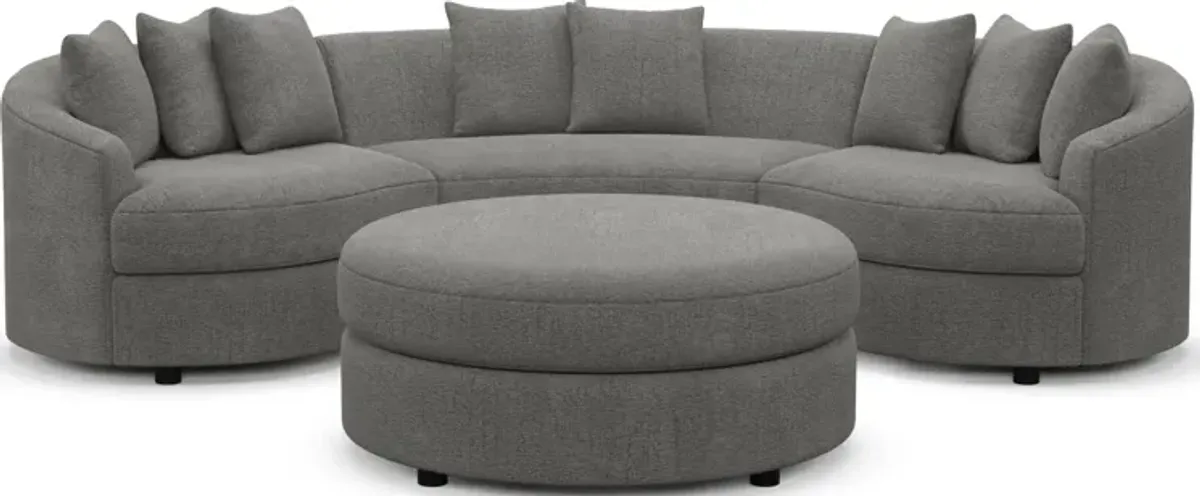 Allegra Foam Comfort 3-Piece Sectional and Ottoman - Living Large Charcoal