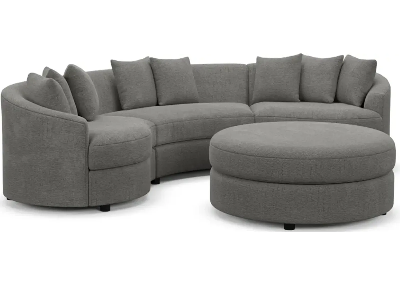 Allegra Foam Comfort 3-Piece Sectional and Ottoman - Living Large Charcoal