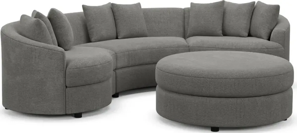 Allegra Foam Comfort 3-Piece Sectional and Ottoman - Living Large Charcoal