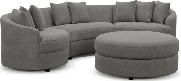 Allegra Foam Comfort 3-Piece Sectional and Ottoman - Living Large Charcoal