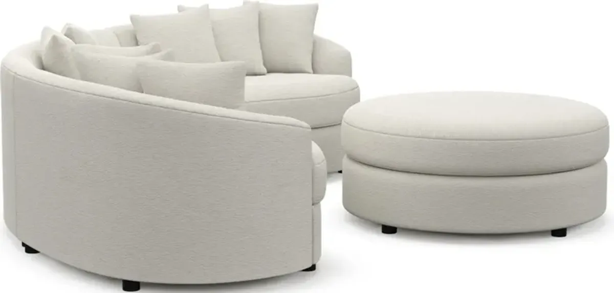 Allegra Foam Comfort 3-Piece Sectional and Ottoman - Living Large White