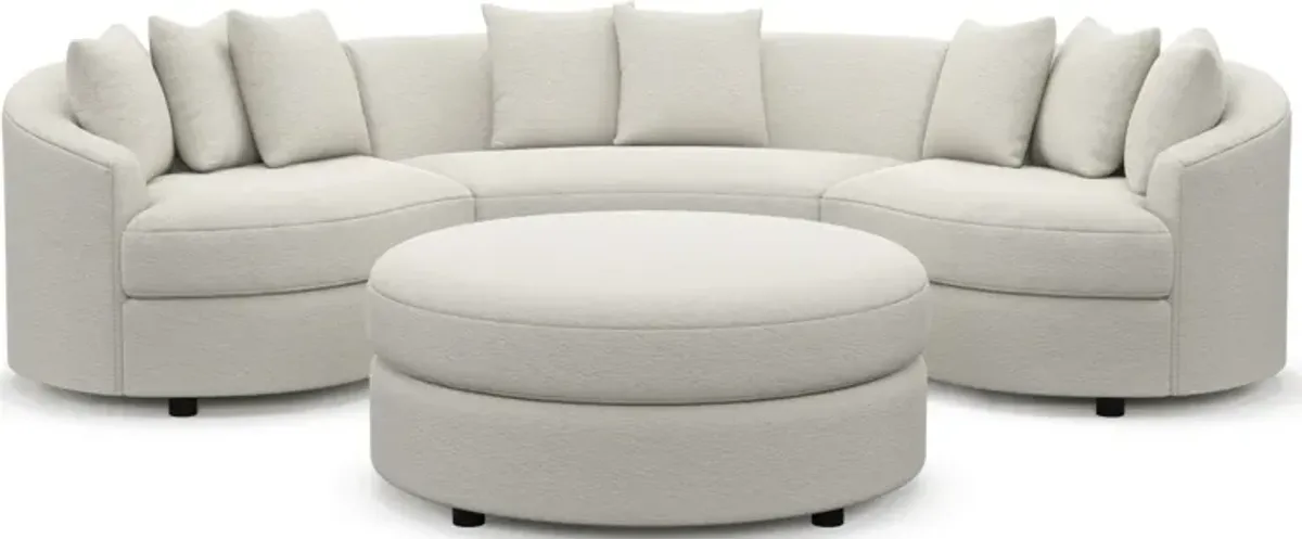 Allegra Foam Comfort 3-Piece Sectional and Ottoman - Living Large White