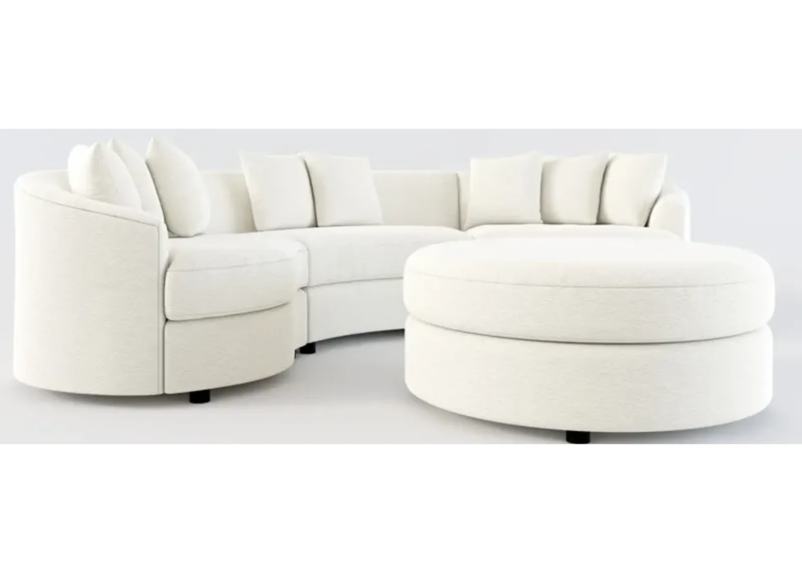 Allegra Foam Comfort 3-Piece Sectional and Ottoman - Living Large White