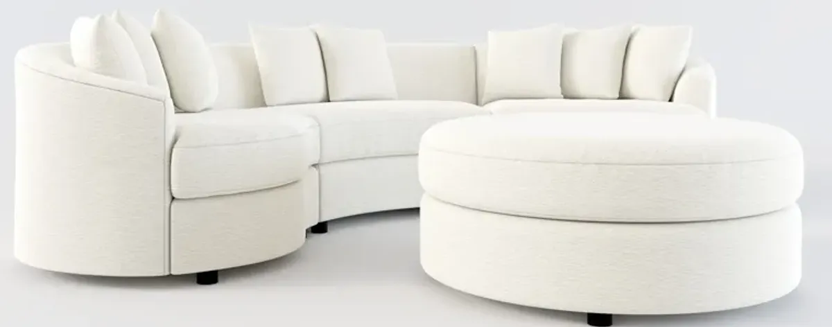 Allegra Foam Comfort 3-Piece Sectional and Ottoman - Living Large White