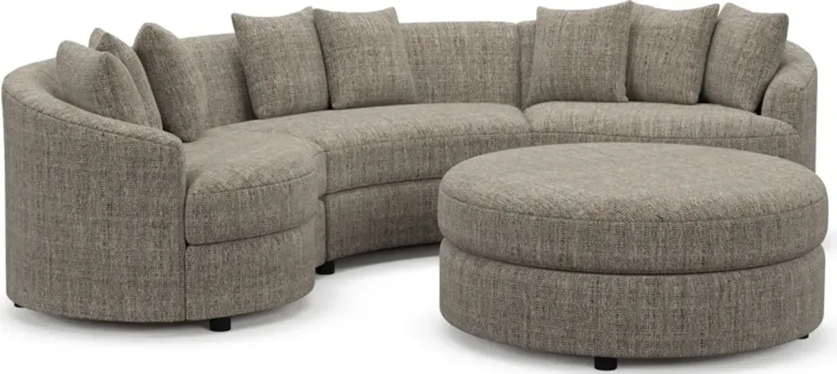 Allegra Foam Comfort 3-Piece Sectional and Ottoman - Mason Flint