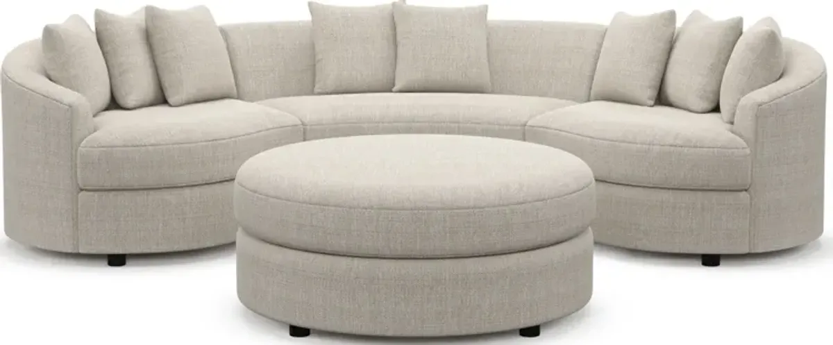 Allegra Foam Comfort 3-Piece Sectional and Ottoman - Mason Porcelain