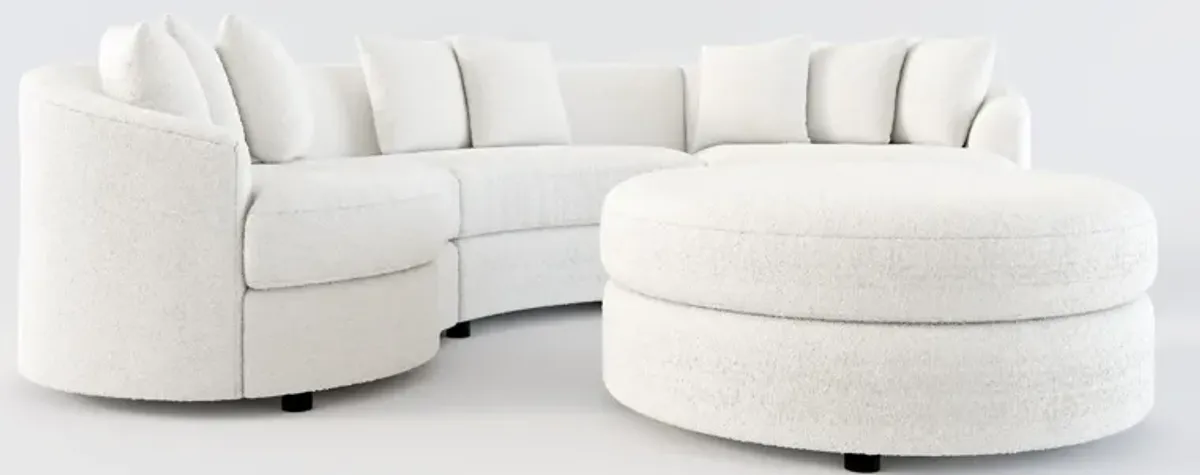 Allegra Foam Comfort 3-Piece Sectional and Ottoman - Bloke Snow