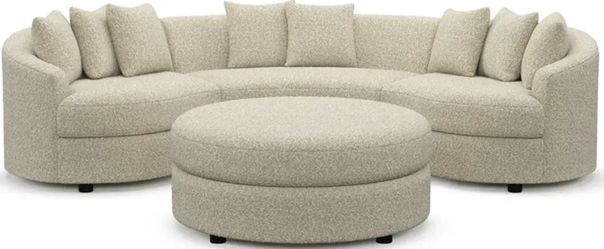 Allegra Foam Comfort 3-Piece Sectional and Ottoman - Bloke Cotton