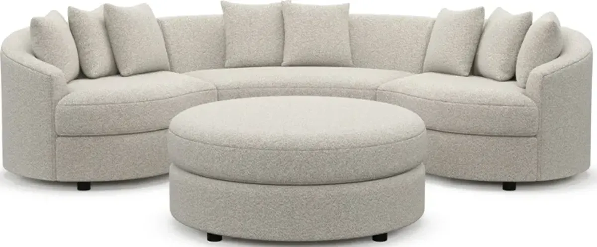 Allegra Foam Comfort 3-Piece Sectional and Ottoman - Muse Stone