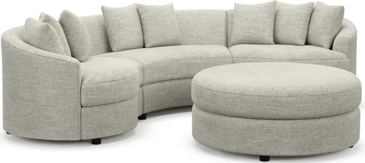 Allegra Foam Comfort 3-Piece Sectional and Ottoman - M Ivory