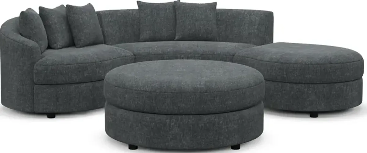 Allegra Foam Comfort 3-Piece Sectional with Right-Facing Chaise and Ottoman - Contessa Shadow