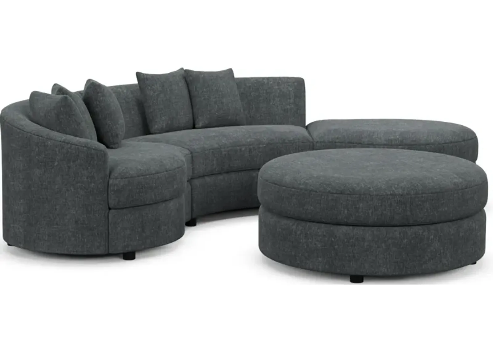 Allegra Foam Comfort 3-Piece Sectional with Right-Facing Chaise and Ottoman - Contessa Shadow