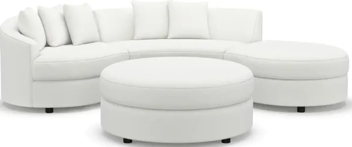 Allegra Foam Comfort 3-Piece Sectional with Right-Facing Chaise and Ottoman - Contessa Vanilla