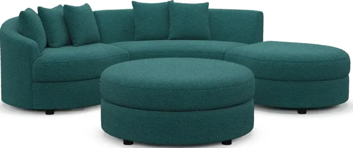 Allegra Foam Comfort 3-Piece Sectional with Right-Facing Chaise and Ottoman - Bloke Peacock