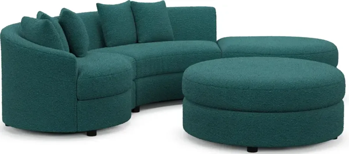 Allegra Foam Comfort 3-Piece Sectional with Right-Facing Chaise and Ottoman - Bloke Peacock