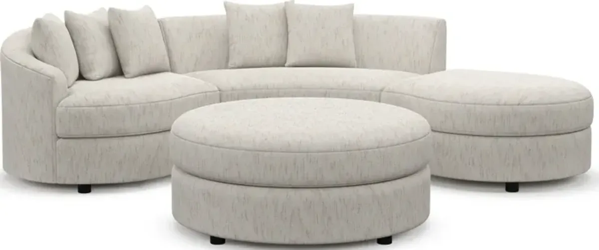 Allegra Foam Comfort 3-Piece Sectional with Right-Facing Chaise and Ottoman - P.T. Cream