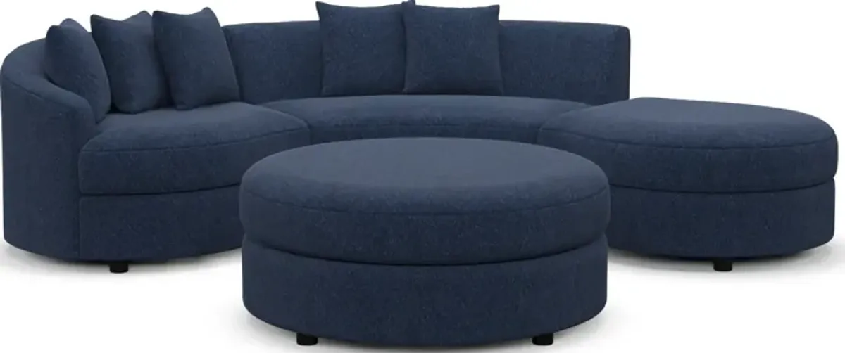 Allegra Foam Comfort 3-Piece Sectional with Right-Facing Chaise and Ottoman - Oslo Navy