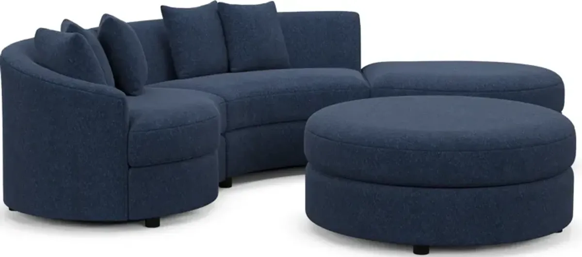 Allegra Foam Comfort 3-Piece Sectional with Right-Facing Chaise and Ottoman - Oslo Navy