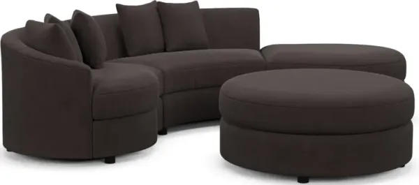 Allegra Foam Comfort 3-Piece Sectional with Right-Facing Chaise and Ottoman - Merrimac Dark Brown