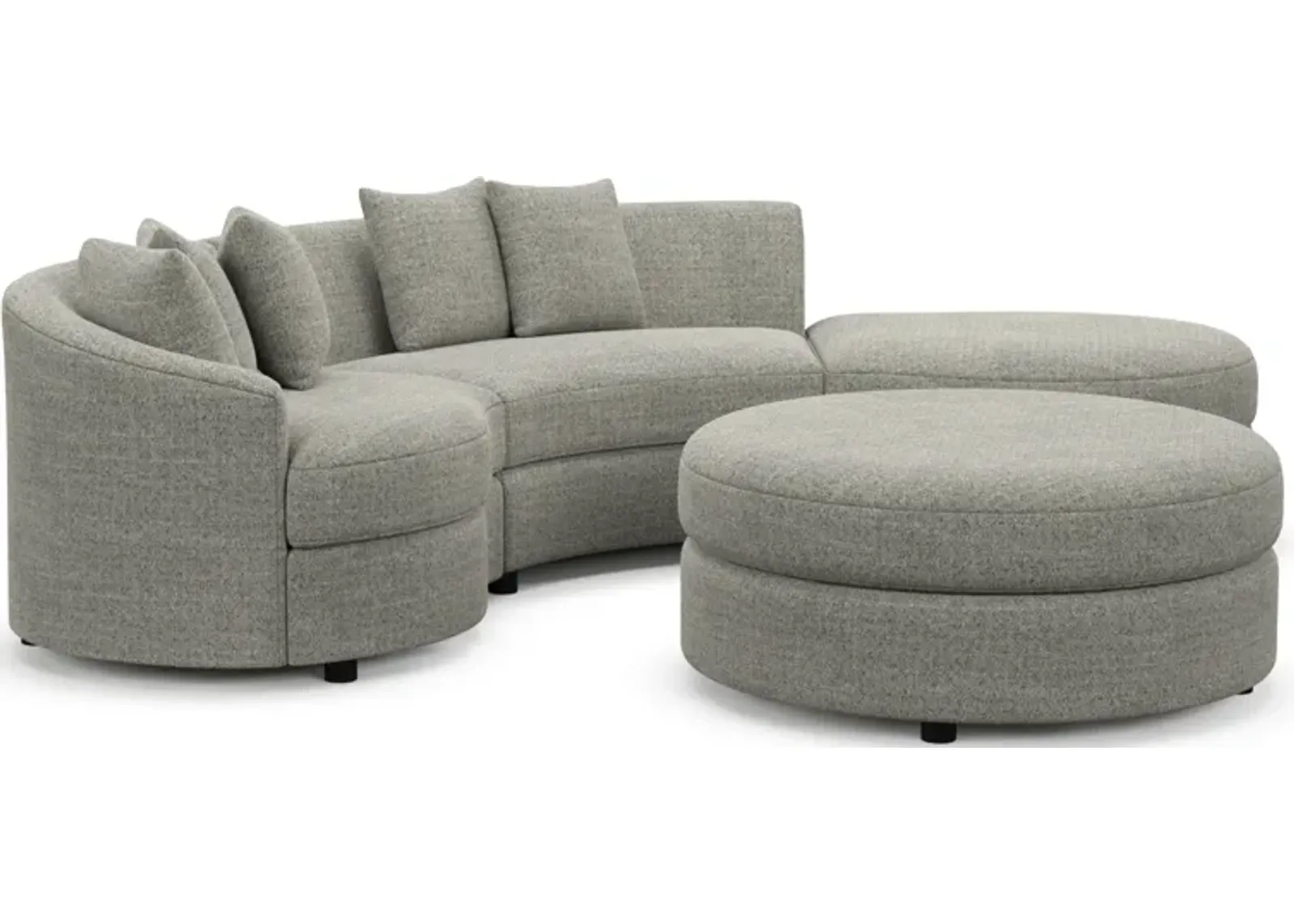 Allegra Foam Comfort 3-Piece Sectional with Right-Facing Chaise and Ottoman - Pandora Pepper