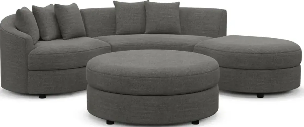 Allegra Foam Comfort 3-Piece Sectional with Right-Facing Chaise and Ottoman - Curious Charcoal