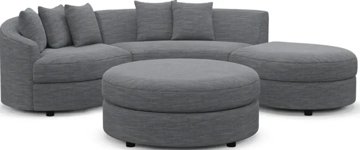 Allegra Foam Comfort 3-Piece Sectional with Right-Facing Chaise and Ottoman - Dudley Indigo