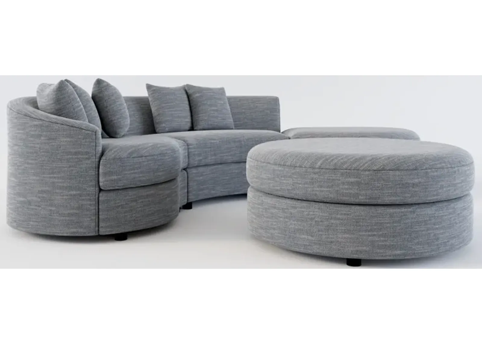 Allegra Foam Comfort 3-Piece Sectional with Right-Facing Chaise and Ottoman - Dudley Indigo