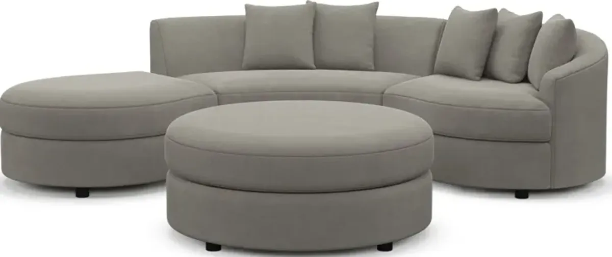 Allegra Foam Comfort 3-Piece Sectional with Right-Facing Chaise and Ottoman - Abington Fog