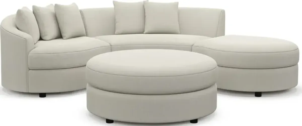 Allegra Foam Comfort 3-Piece Sectional with Right-Facing Chaise and Ottoman - Anders Ivory