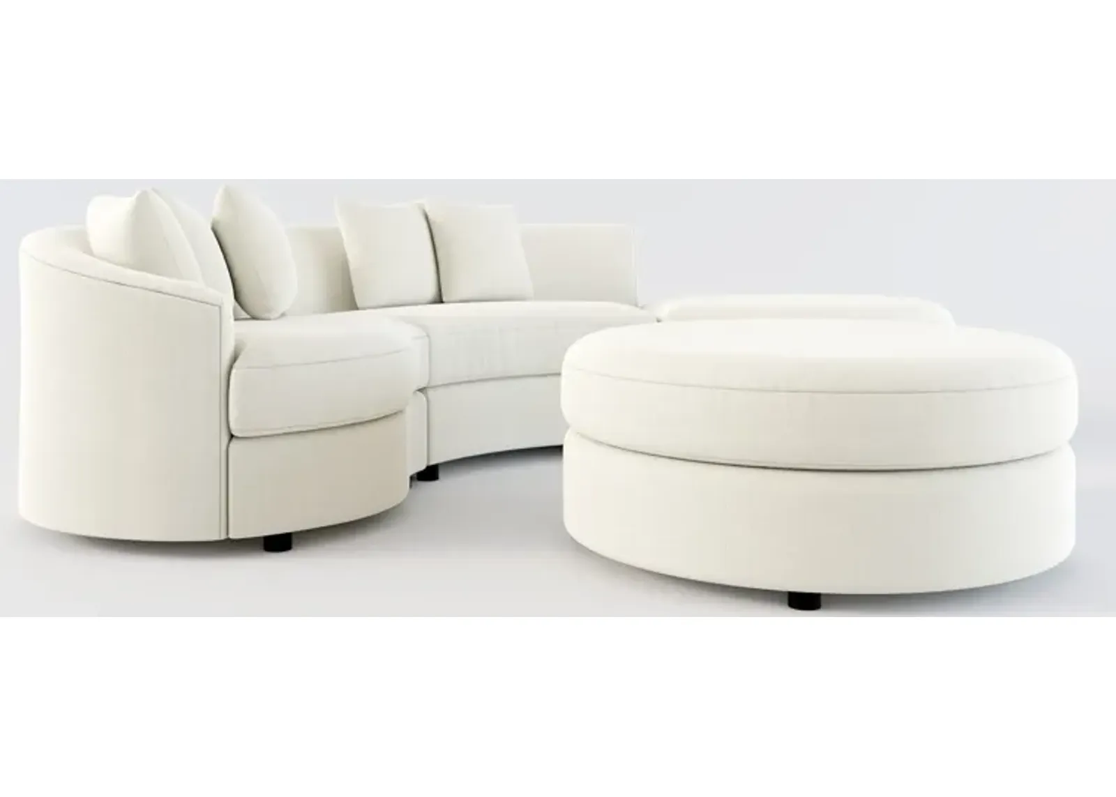 Allegra Foam Comfort 3-Piece Sectional with Right-Facing Chaise and Ottoman - Anders Ivory