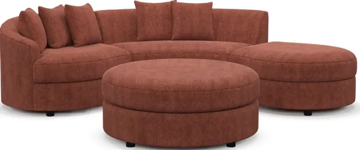 Allegra Foam Comfort 3-Piece Sectional with Right-Facing Chaise and Ottoman - Contessa Paprika