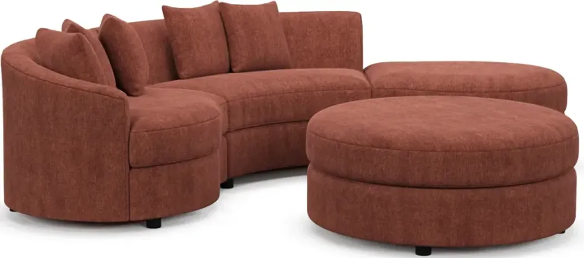 Allegra Foam Comfort 3-Piece Sectional with Right-Facing Chaise and Ottoman - Contessa Paprika