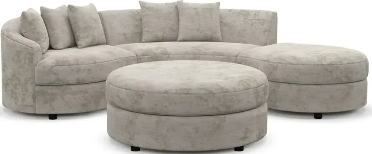 Allegra Foam Comfort 3-Piece Sectional with Right-Facing Chaise and Ottoman - Hearth Cement