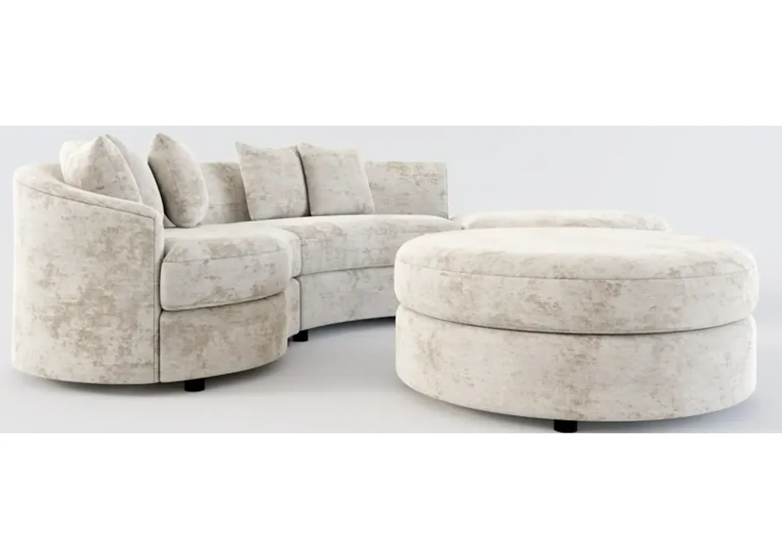 Allegra Foam Comfort 3-Piece Sectional with Right-Facing Chaise and Ottoman - Hearth Cement