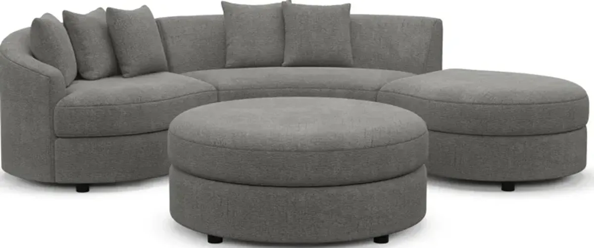 Allegra Foam Comfort 3-Piece Sectional with Right-Facing Chaise and Ottoman - Living Large Charcoal