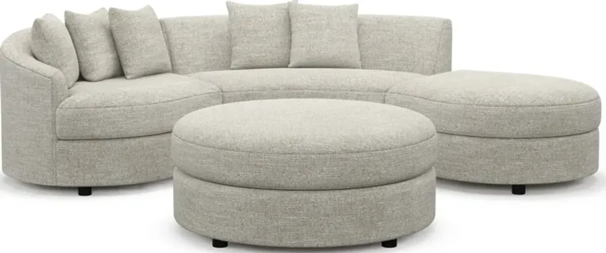 Allegra Foam Comfort 3-Piece Sectional with Right-Facing Chaise and Ottoman - M Ivory