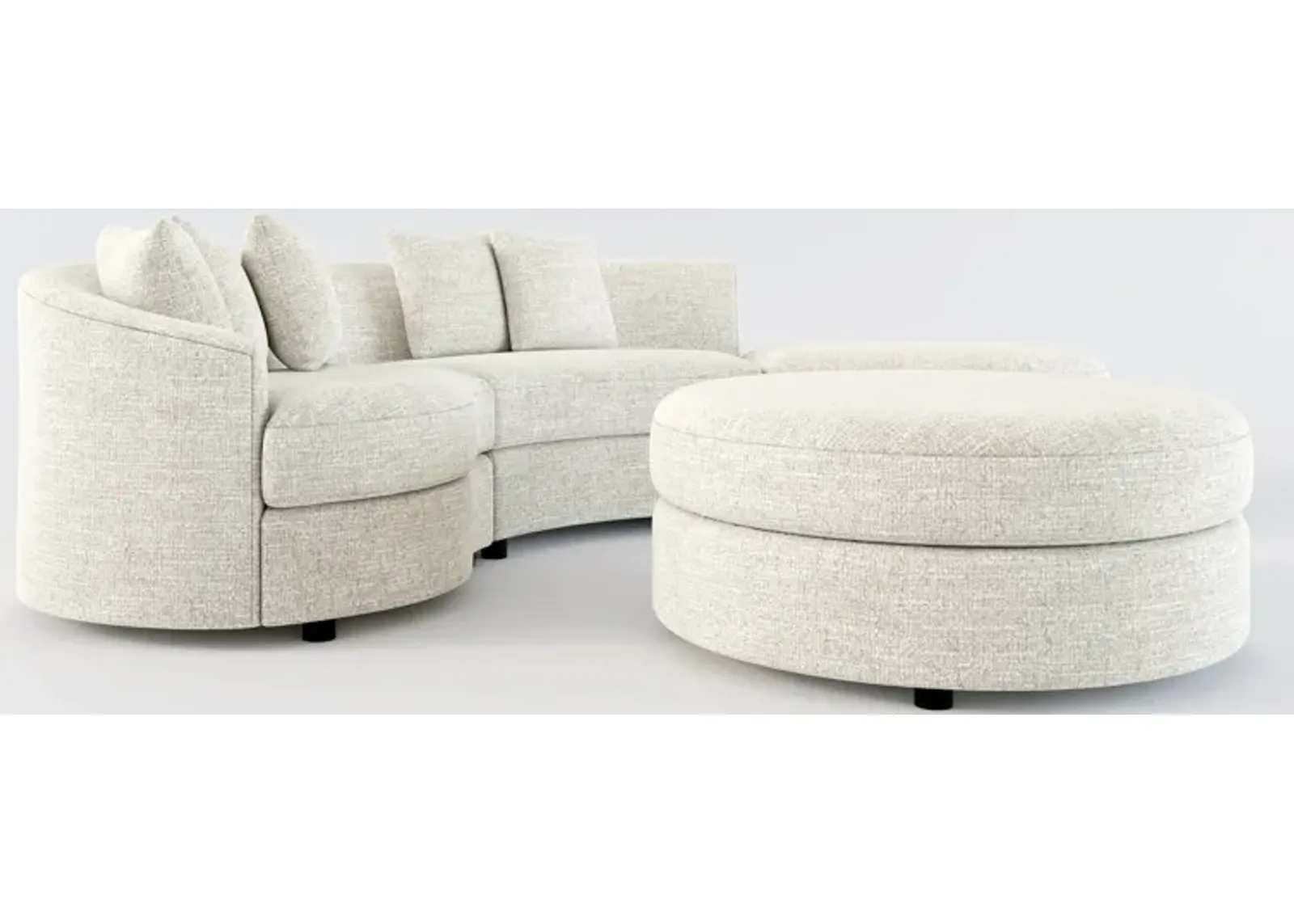 Allegra Foam Comfort 3-Piece Sectional with Right-Facing Chaise and Ottoman - M Ivory