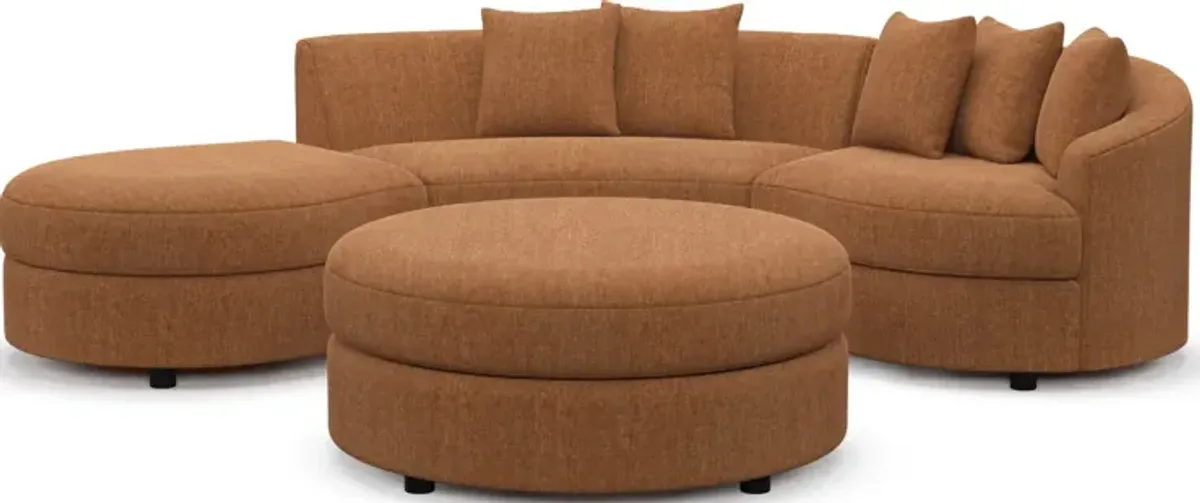 Allegra Foam Comfort 3-Piece Sectional with Left-Facing Chaise and Ottoman - Contessa Ginger