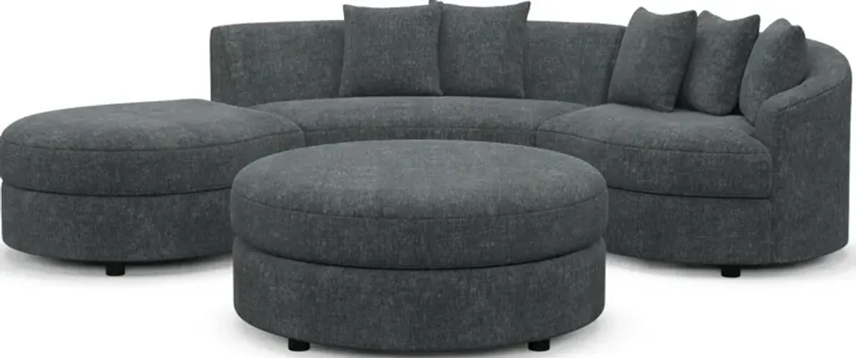 Allegra Foam Comfort 3-Piece Sectional with Left-Facing Chaise and Ottoman - Contessa Shadow