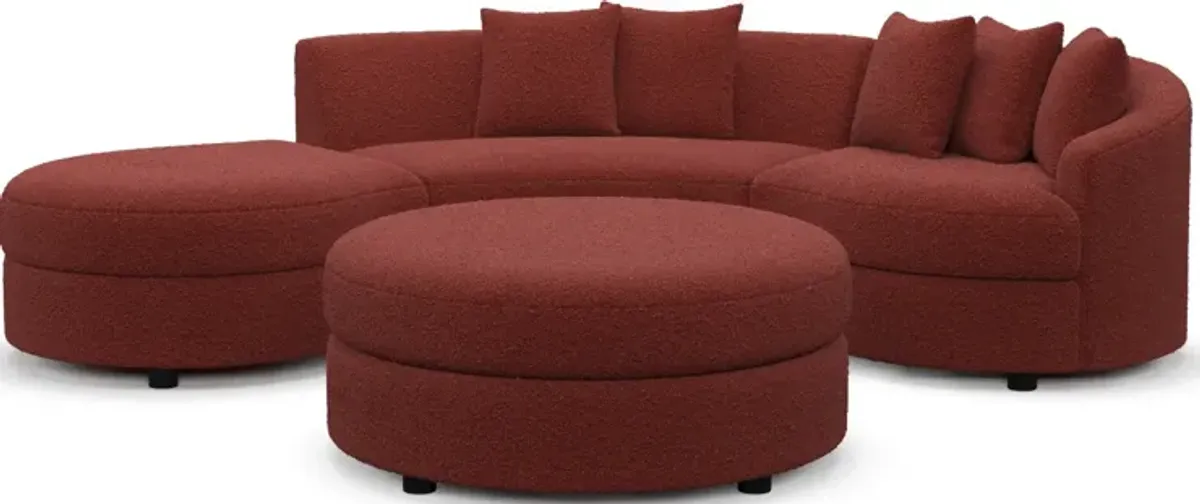 Allegra Foam Comfort 3-Piece Sectional with Left-Facing Chaise and Ottoman - Bloke Brick