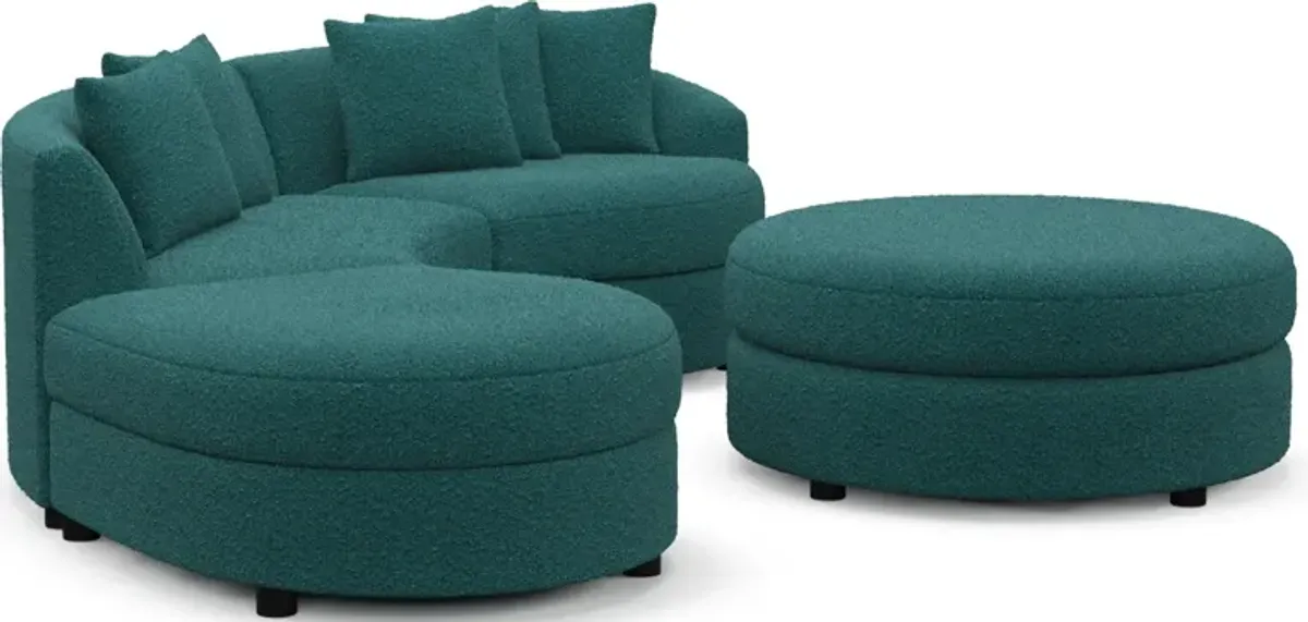 Allegra Foam Comfort 3-Piece Sectional with Left-Facing Chaise and Ottoman - Bloke Peacock