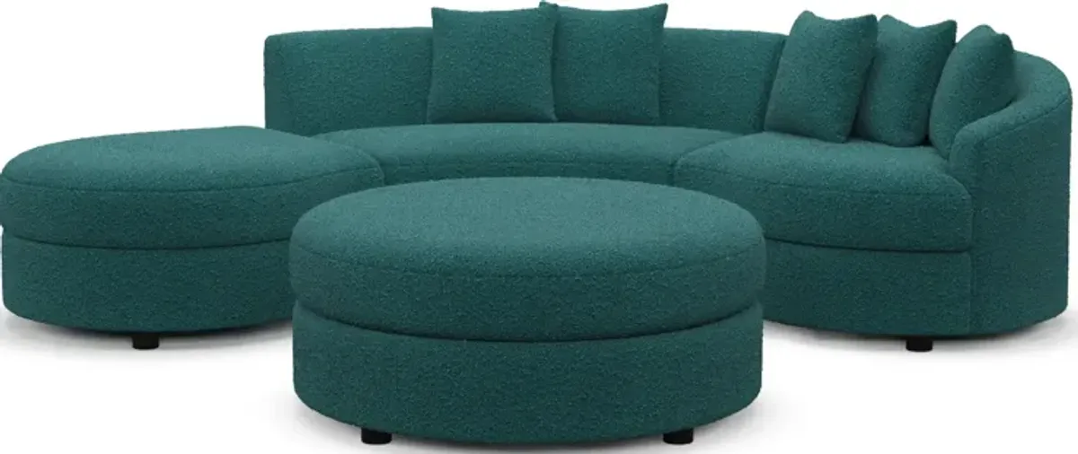 Allegra Foam Comfort 3-Piece Sectional with Left-Facing Chaise and Ottoman - Bloke Peacock